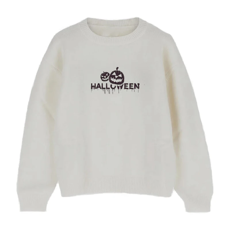 Женский свитер с длинным рукавом круглым вырезом и