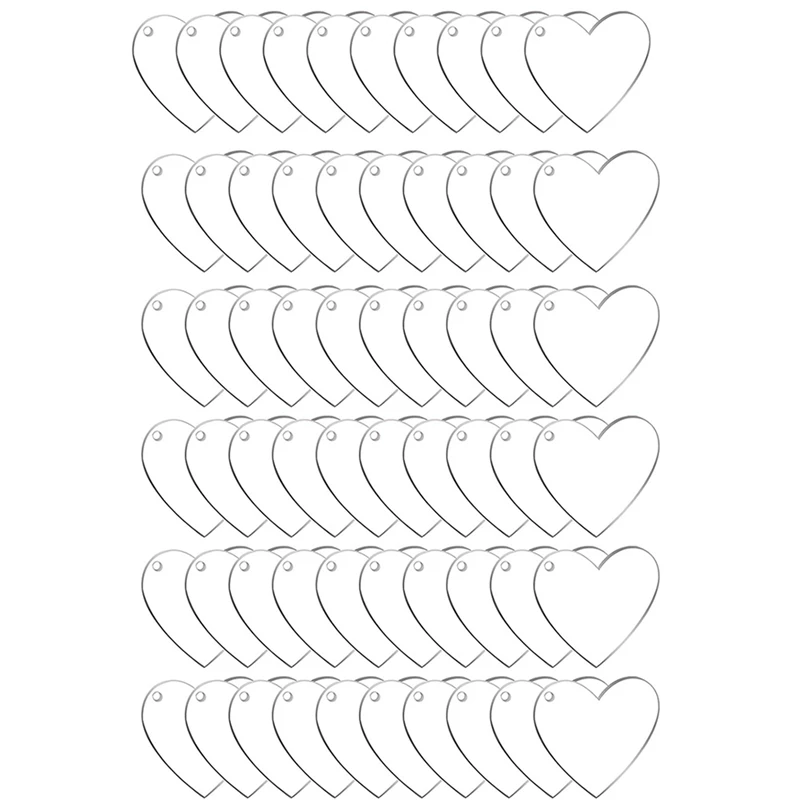 

60 Pack 2 Inch Acrylic Heart Keychain Blanks Acrylic Hearts Discs for DIY Keychain Gift Tags Valentine's Day Ornaments