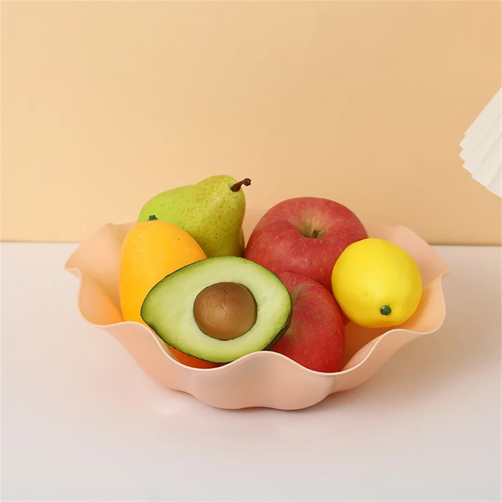 

Living Room Fruit Tray Plastic Household Tea Table Ornaments Light Snacks Fruit Plate Tableware Flounce Design Fruit Plate