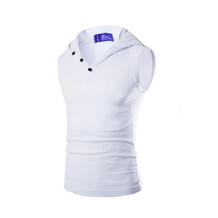 Men's sleeveless Hoodie solid color casual vest tight T-shirt comfortable training clothes | Мужская одежда