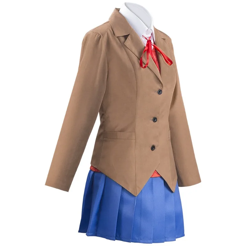Фото Костюм для косплея по игре Doki Doki Literature Club: Моника, Сайори, Юри, Нацуки. Комплект с париком. Школьная форма для девочек и женщин. №4