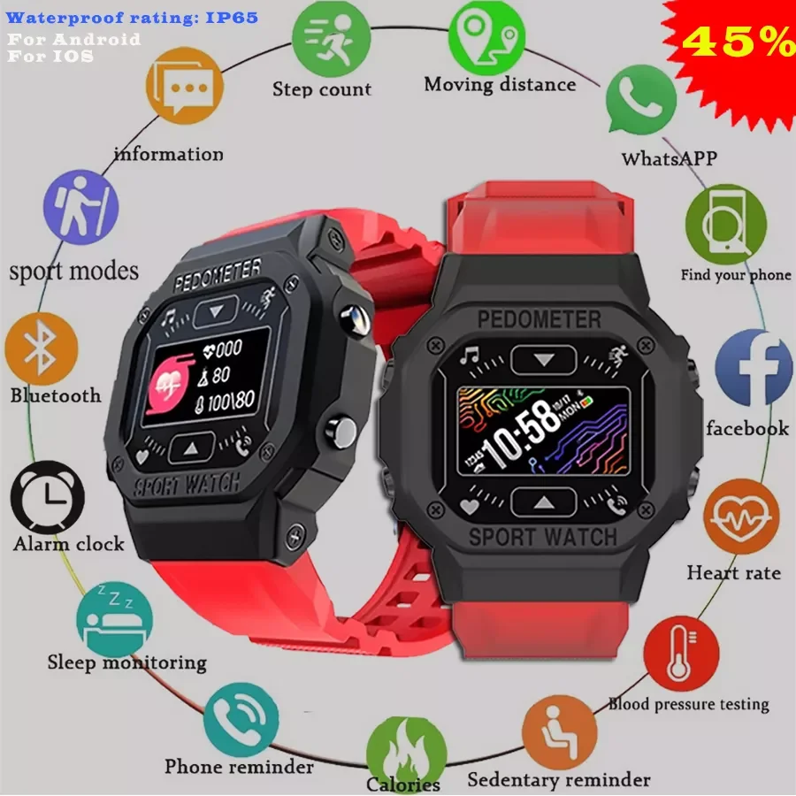 

Sports Watches Bluetooth Fitness Tracker Weather Call Reminder Smartwatch For Men Women Student IP65 Waterproof Electronic Clock