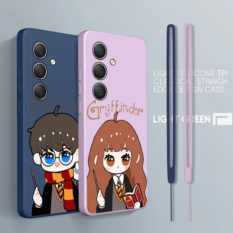 

Cartoon Harryy Potterrs Cute For Samsung A34 A14 A52S A54 A23 A13 A73 A03Core A22 4G 5G Liquid Rope Silicone Phone Case