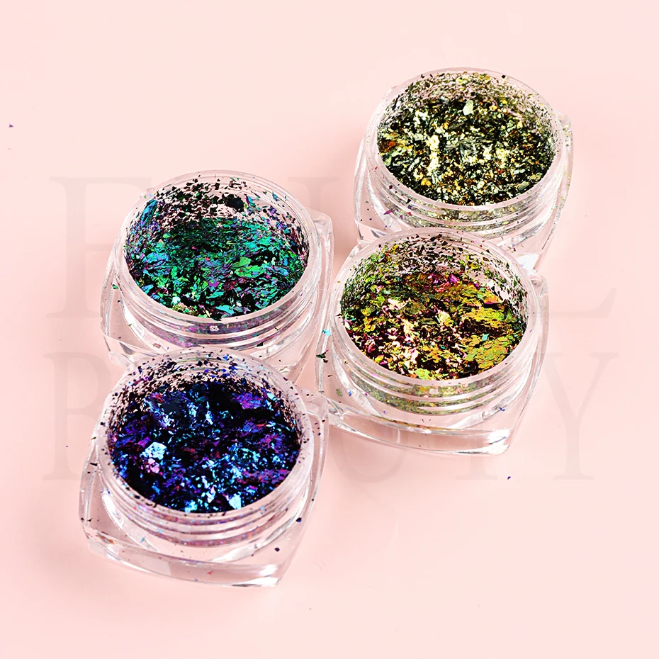 Хамелеоновые хлопья для ногтей Переливающаяся Асимметричная алюминиевая фольга