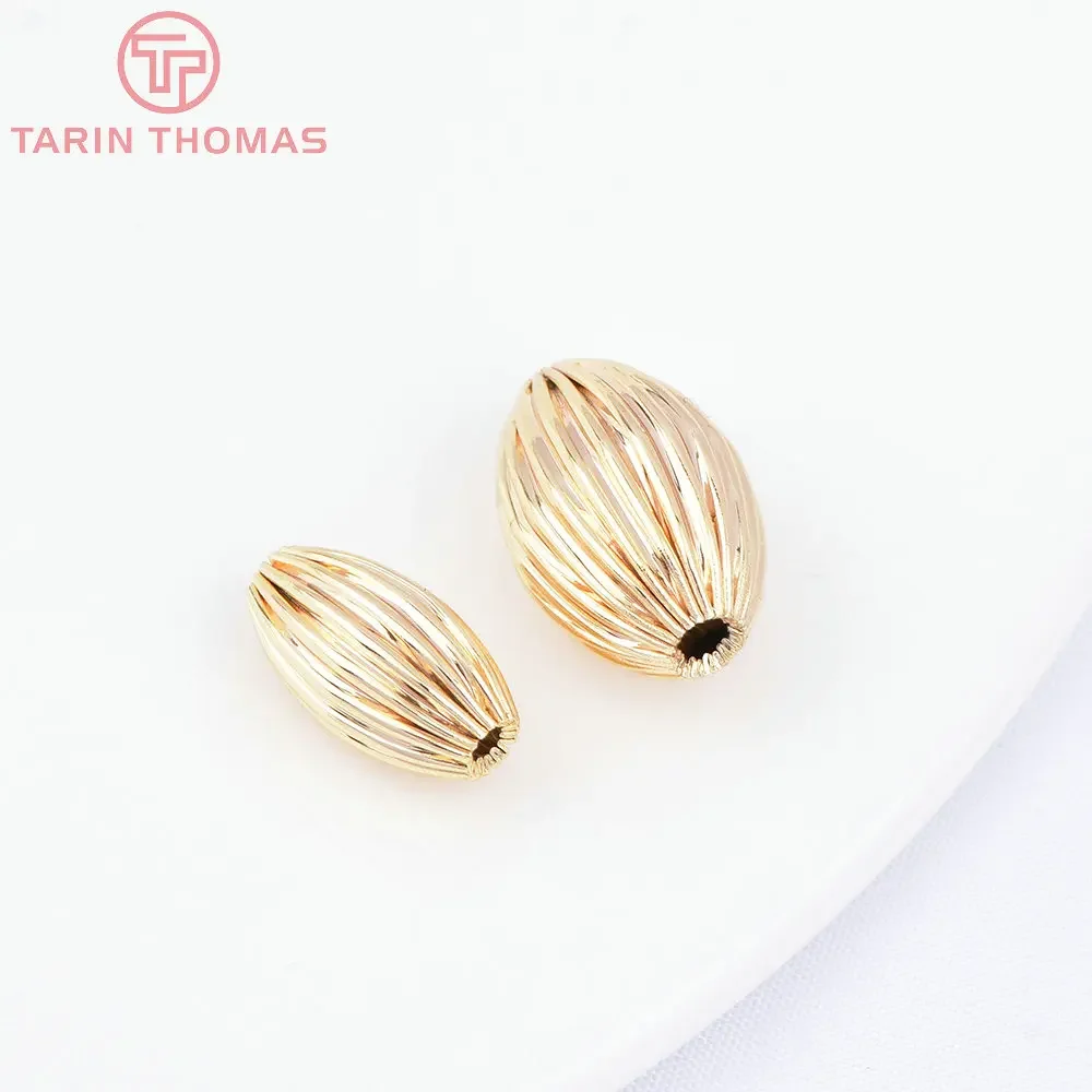 (7455) 6 шт. 7x5 мм 24 К позолоченные латунные бусины-разделители браслет бусины