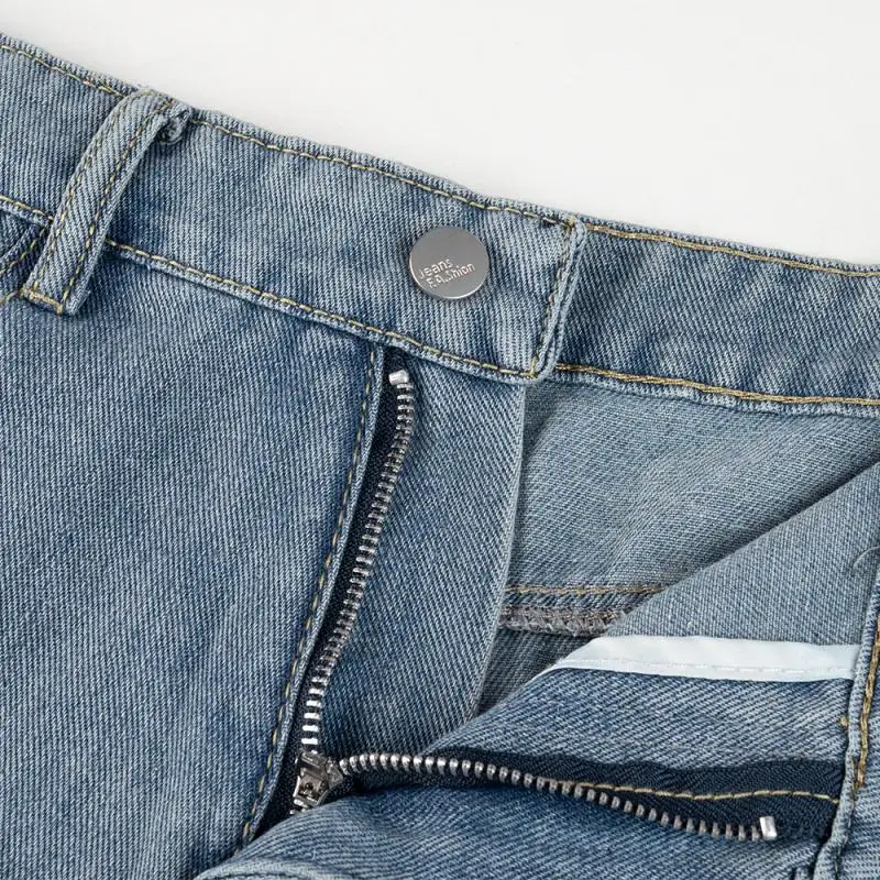 Women's Vintage Denim Shorts Skirt High Waist Button Zipper Irregular Jeans Fashion All-Match Daily Party Club Shorts Streetwear
