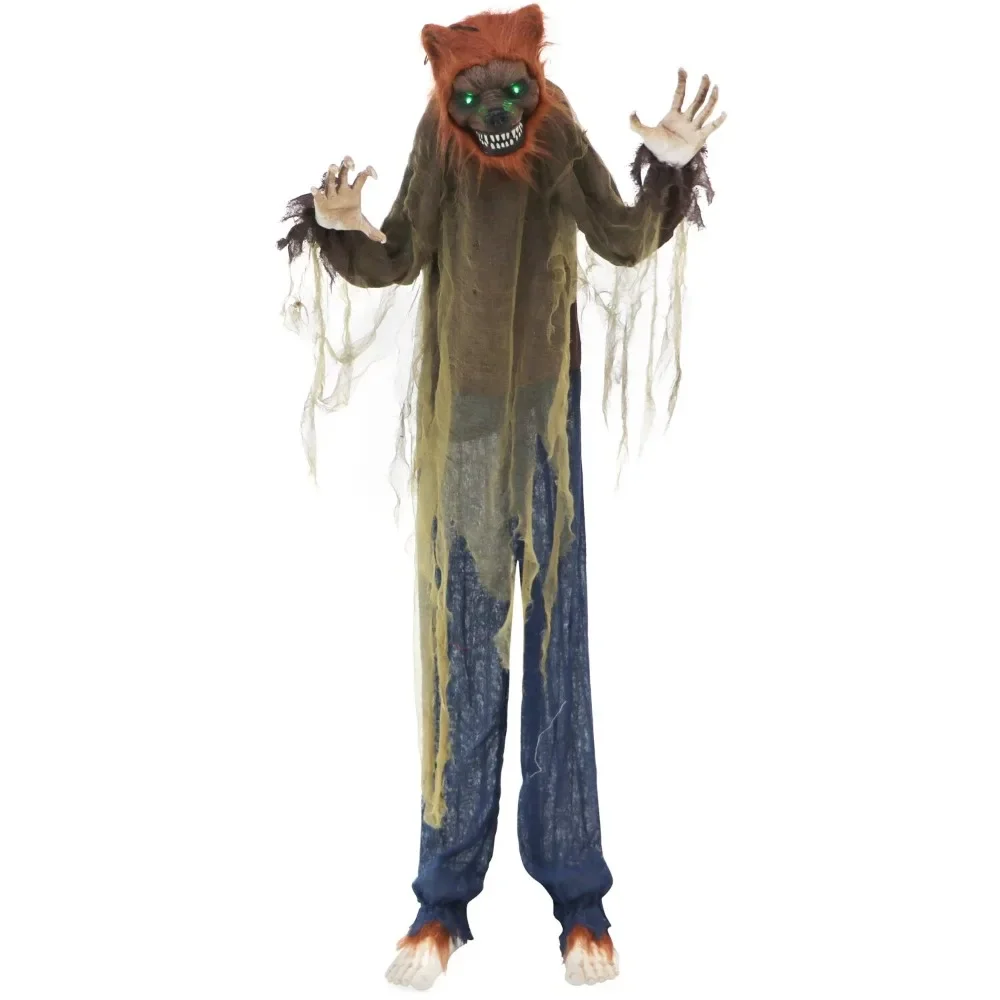 

5.2 ft. Animated Standing Wolf Halloween Prop, Multicolor Halloween Decoration