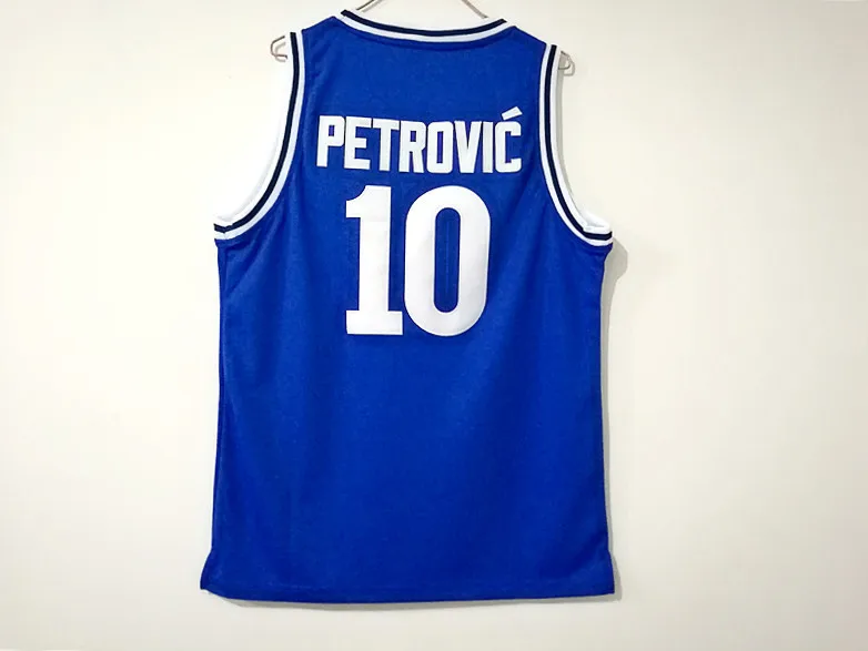 

Mens 10 DRAZEN PETROVIC Top Quality Basketball Jersey Stitched Embroidery