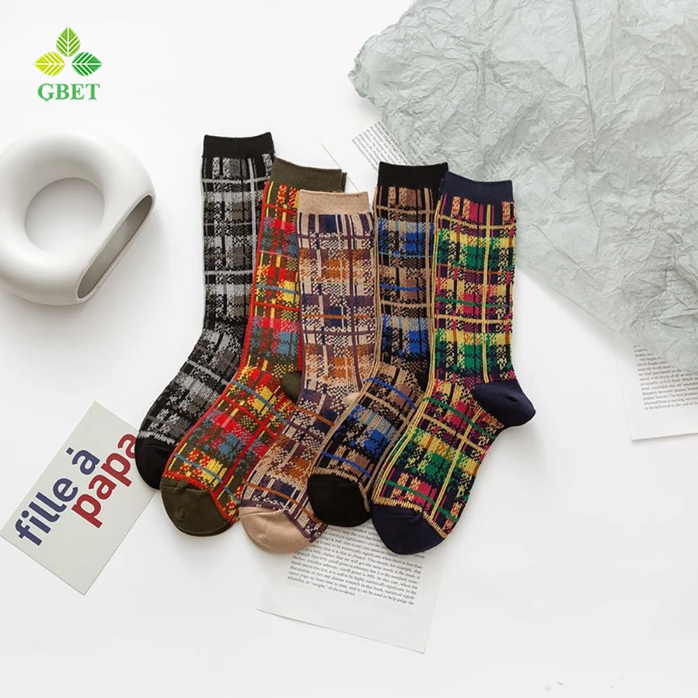 

5 Pairs Retro Literary Trend Women's Socks Fashion Ethnic Style All-Match Lolita Kawaii Mid-Tube Fall/Winter Socks For Women