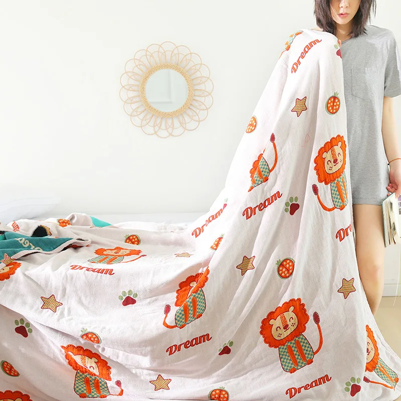 

New Japanese Cartoon Blanket Cotton Cute Animals Sofa Towel Summer Bedspread Cover Decor Sheet Home Kawaii Bed Sofa Soft Blanket