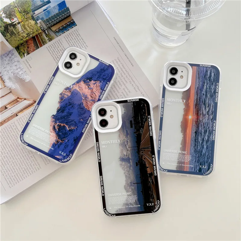 

Shockproof 3 in 1 Phone Case for IPhone 13 Mini 12 11 Pro Max 7 8 Plus Xs XR Setting Sun Scenery Soft Tpu Back Cover