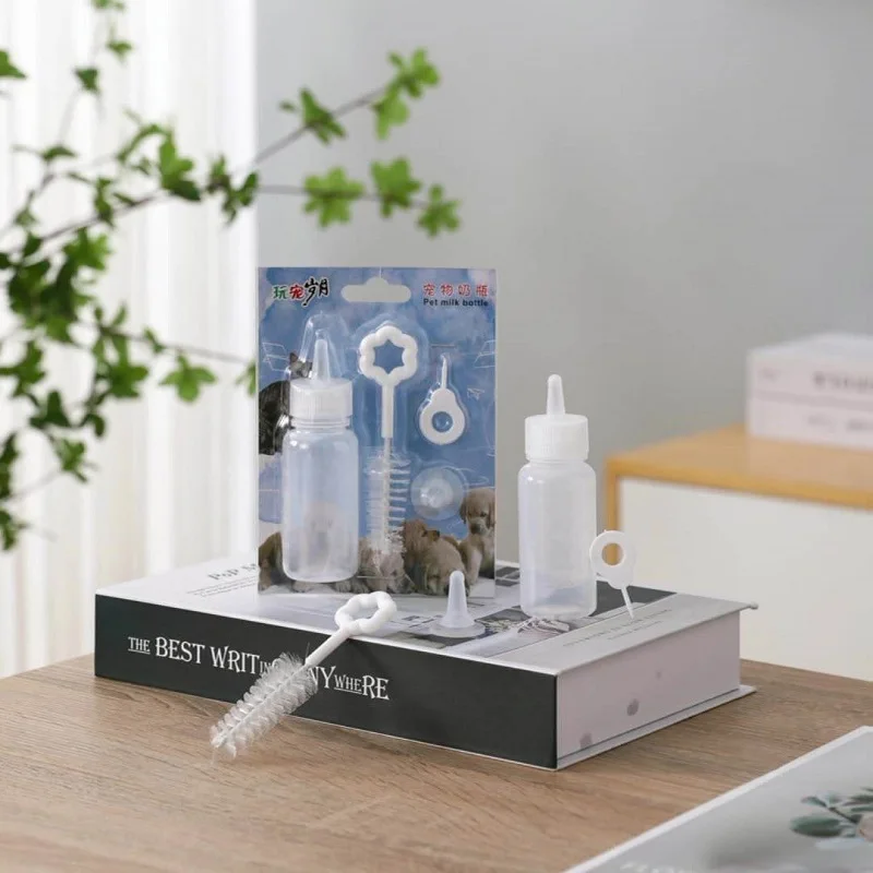 

Kitten Feeding Bottle Set 60ML Small Animals Nipple Milk Bottle Nursing Puppy Water Milk Feeder With Cleaning Brush Pet Supplies