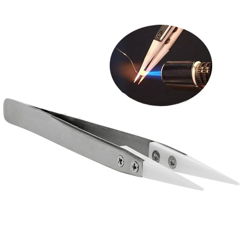 

Head changeable ceramic tweezers high temperature acid alkali corrosion resistance wire DIY tool Repair tools