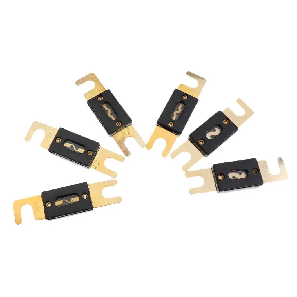 

6 шт., автомобильные электрические плоские лезвия ANL 80Amp 125Amp 160Amp Gold