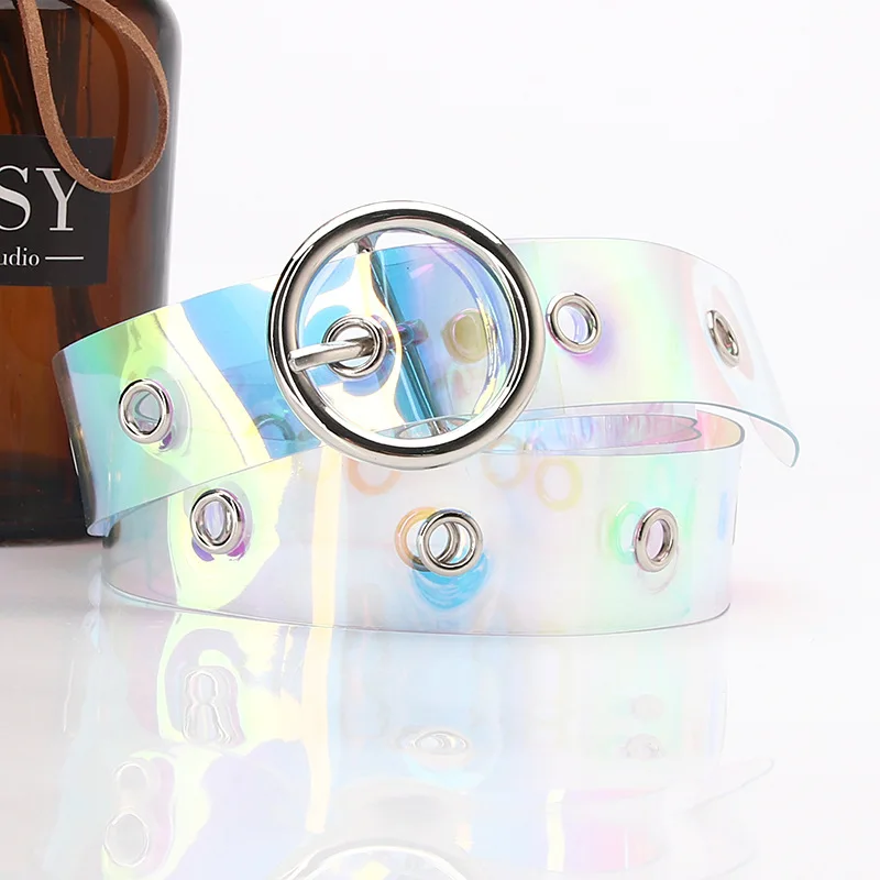 

New Ladies Belt Laser Bright Transparent Belt All-match Jeans Girls Dress Decorative Belt
