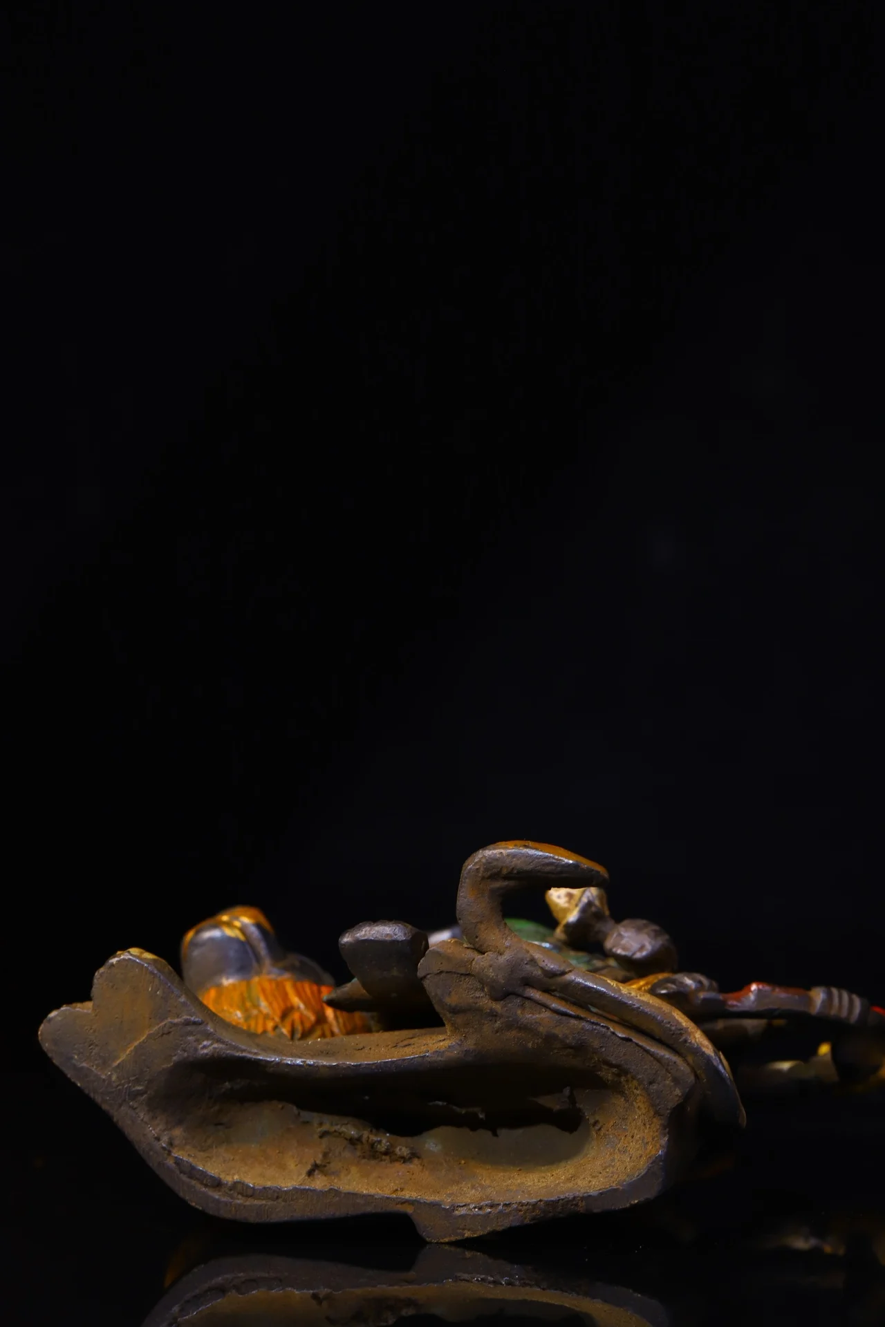 5-дюймовая коллекция тибетского храма старая бронзовая окрашенная статуя с