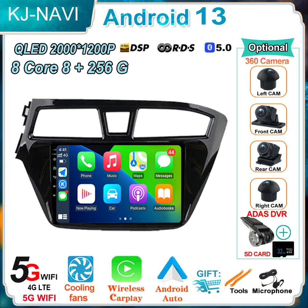 

Android 13 для Hyundai i20 2 II GB 2014 - 2018 Android стерео Автомагнитола мультимедийный плеер GPS навигация Carplay BT DSP видео