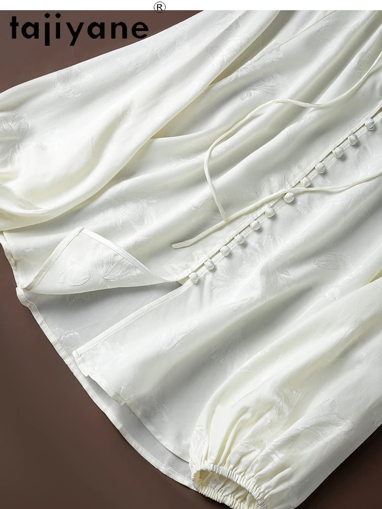TAJIYANE 100% шелковая блузка женская элегантная белая рубашка с длинными рукавами