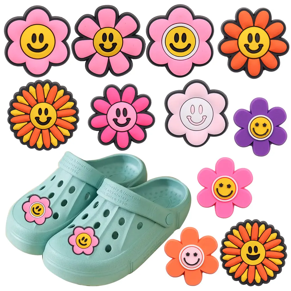 

1-11Pcs PVC Garden Shoe Accessorie Colorful Daisy Sunflower Flower Shoe Decorations Fit Croc Jibz Charm Boys Girls Party Present