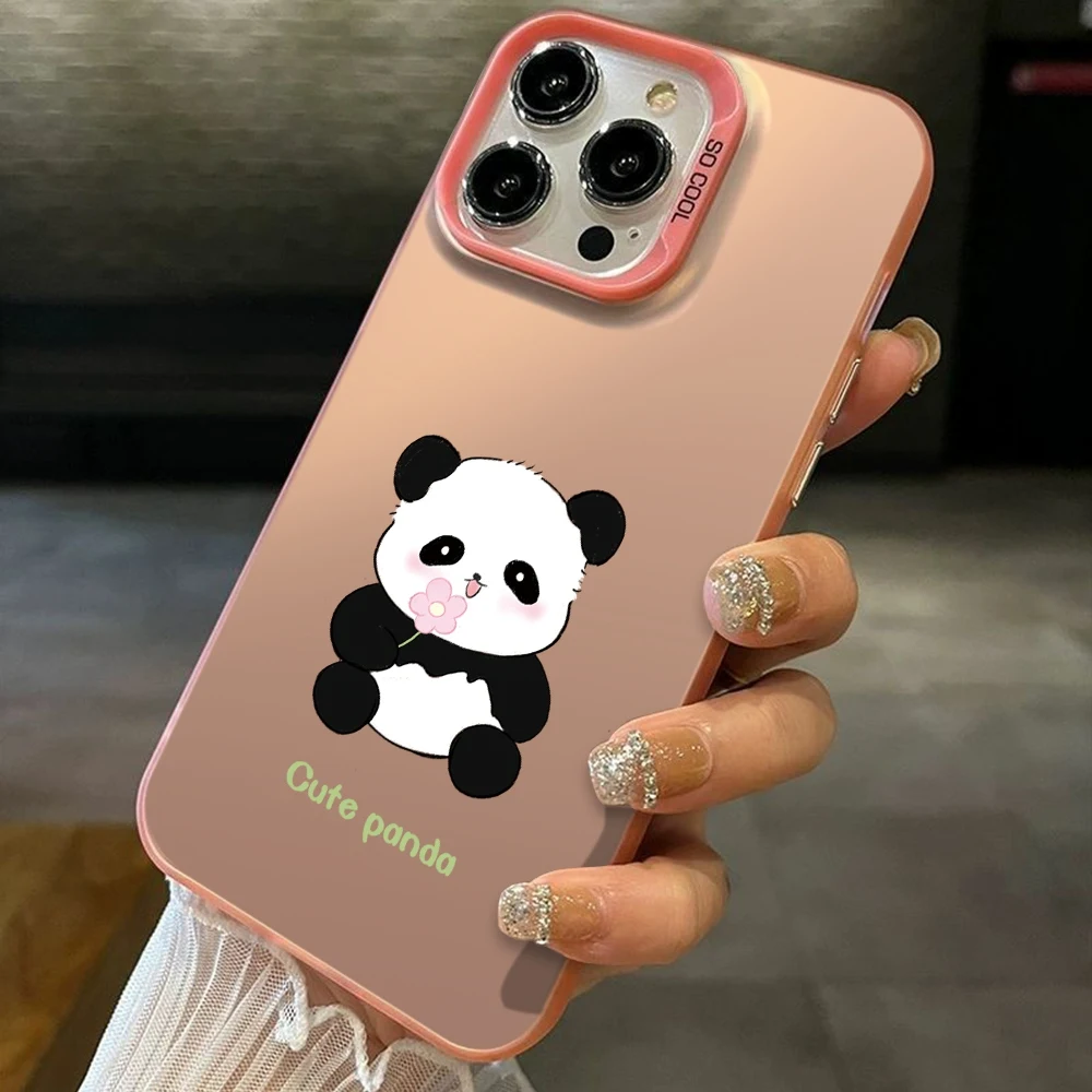 Etui do Vivo Y1S Y18 Y17S Y20 Y20i Y03 Y02 Y15 Y17 Y11 Y15A Y12i Y12S Cute Panda Cover VivoY20A Y9s Wstrząsoodporne etui IMD Plating