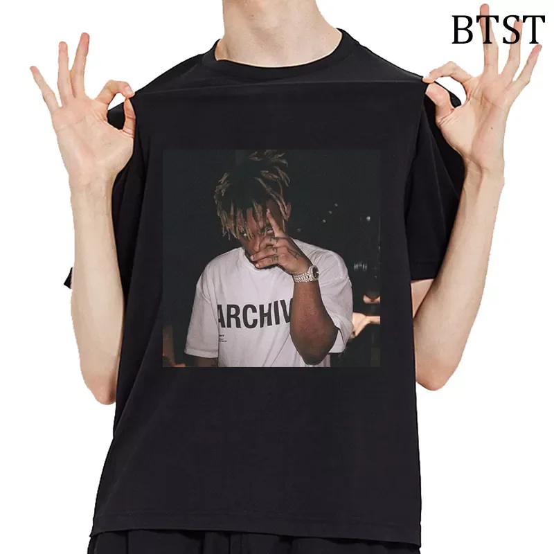 

NEW IN T-shirt O-Neck Anime Shirt Rip Juice Wrld Print Tee Shirt Homme Hip Hop Tops Black Tees Summer Comfortable T Shirts