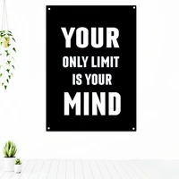 your only limit is your mind office decor wall art tapestry motivational phrases poster banners flag inspiring words artwork