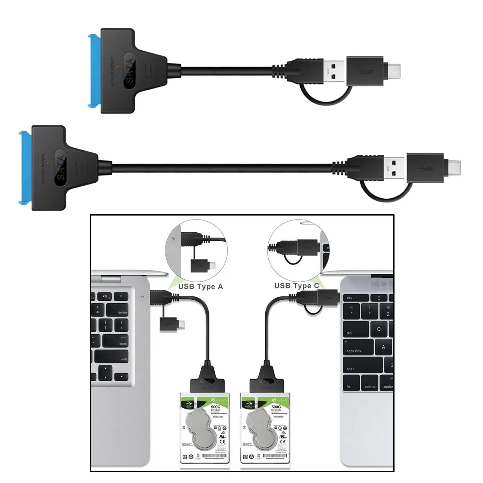 

Портативный кабель-переходник с USB 3,0 на SATA 7 + 15 Pin HDD/SSD