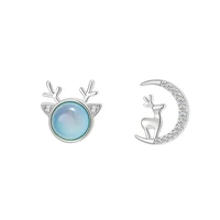 sweet cute silver color deer stud earring for women elk animal earring pendientes ear jewelry christmas accessories gifts