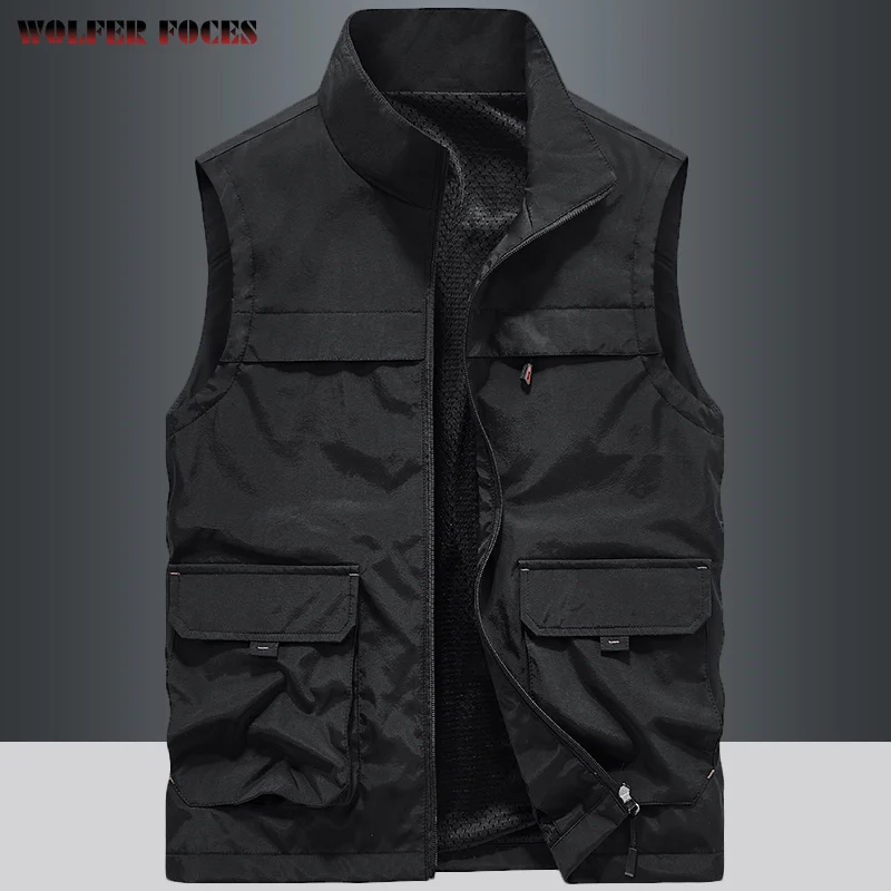 

Summer Vest Men Outdoors Gilets Photography Camping Coat Men's Vests Man Male Outerwear Tool Luxury Sleeveless Work Zip Jacket