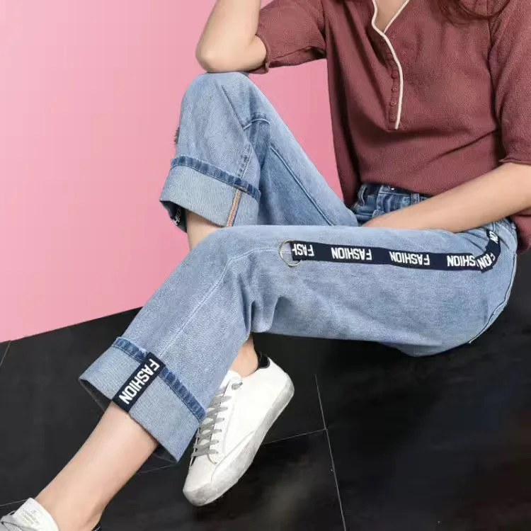 

High fashion was thin straight jeans Women 2022 Spring and Autumn new Korean loose nine points jeans