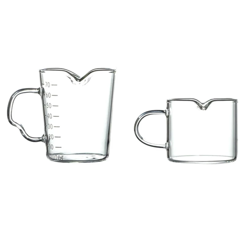 

HOT-Set Of 2 Glass Milk Jug Twin Spout Pouring Coffee Cream Sauce Jug Barista Craft Coffee Latte Milk Frothing Jug Pitcher
