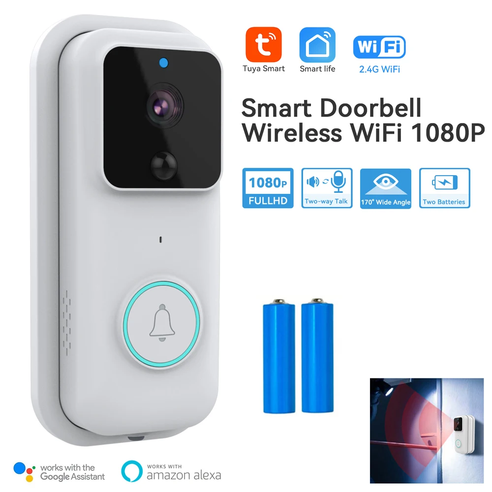 Tuya Smart Home Doorbell Camera WiFi Wireless Video Intercom Doorbell PIR Detection Function Battery Powered Security Protection