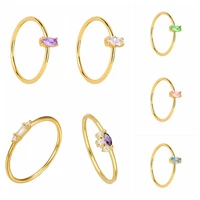 24k gold plated silver minimalist rings round zirconia crystal finger rings women wedding unisex anillo plata fine jewelry gift