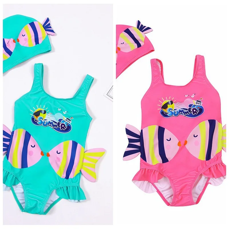 

2023 Summer Baby Girl Fish And Unicorn Printing Swimwear Bathing Suit Baby Girls One-Piece Swimwear Toddler Baby Girl Swimsuits