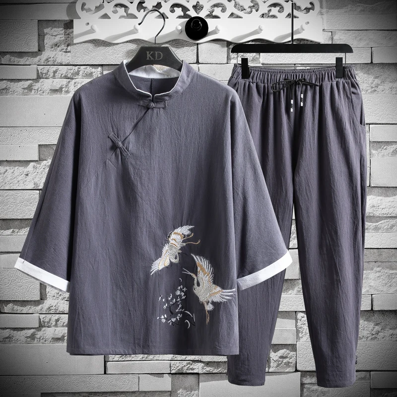 

Новинка лета 2022, мужской фотокостюм, брюки с коротким рукавом, костюм из двух предметов в стиле ретро, мужские комплекты для отдыха, модель TZ113