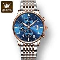 olevs fashion quartz watch for men waterproof multifunctional high quality stainless steel strap men wristwatches luminous