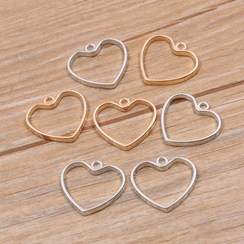 

30pcs 20*19mm 2 Color Hollow Hearts Charms Geometry Pendant Metal Alloy DIY Necklace Bracelet Earrings Marking