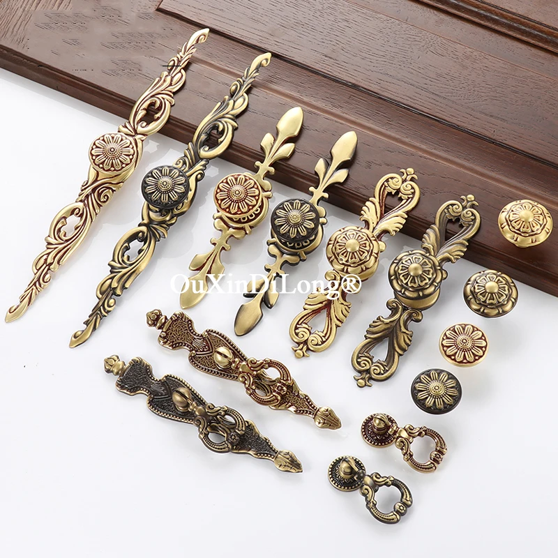 

Antique 4PCS Solid Brass Furniture Handles Drawer Pulls Cupboard Wardrobe Kitchen Dresser Shoe TV Wine Cabinet Pulls Rings Knobs