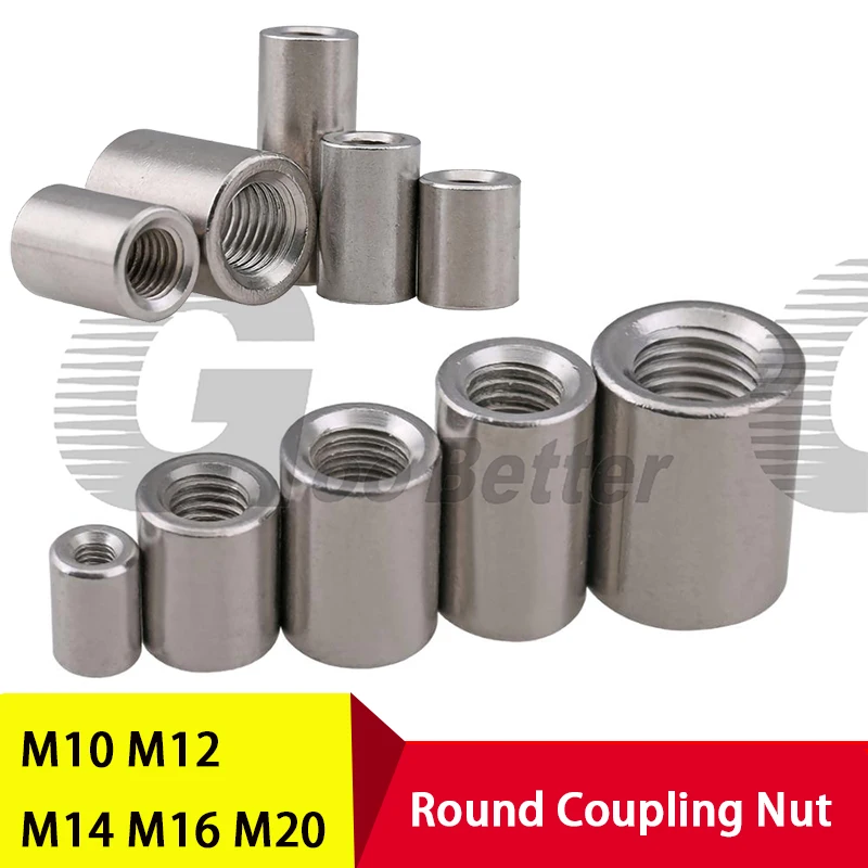 

M10 M12 M14 M16 M20 A2 304 Stainless Steel Lengthen Round Coupling Nut Column Connector Joint Screw Nut