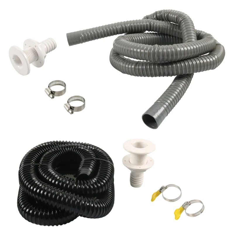 

Bilge Pump Installation Kit for 1-1/8 inches Outlets with 6 Ft Hose 2 Hose Clamps & Thru-Hull Fitting Easy Installation