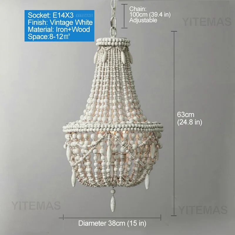 

Белая деревянная люстра YITEMAS