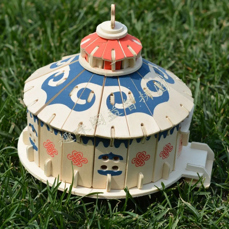 

DIY Assembled 3D 3D Puzzle Model Wooden Building Model Toy Prairie Pearl Yurt