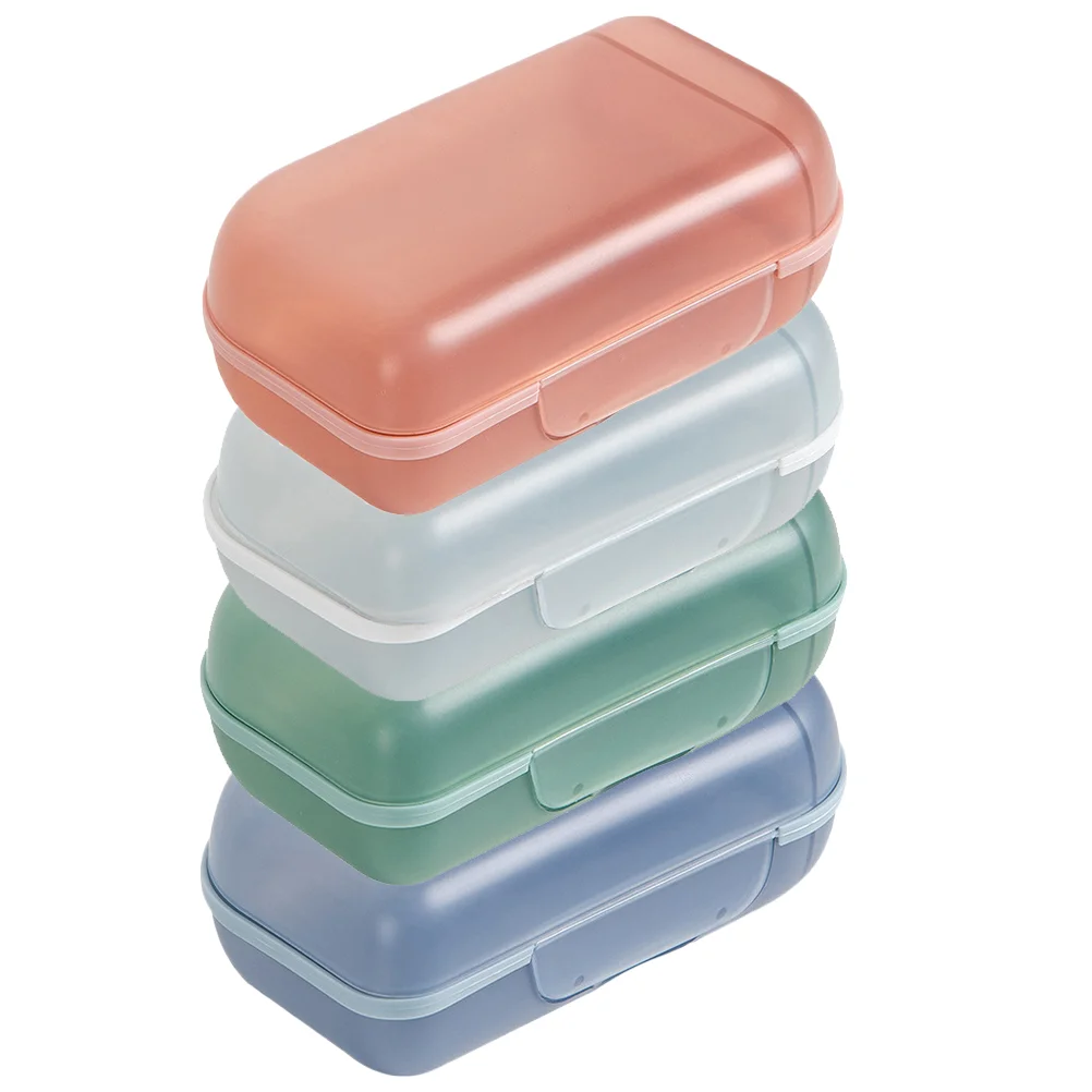 

4Pcs Plastic Bathroom Travel Shower Soap Case Travel Soap Dish Travel Bar Soap Container Soap Box Holder Soap Bar Travel Case