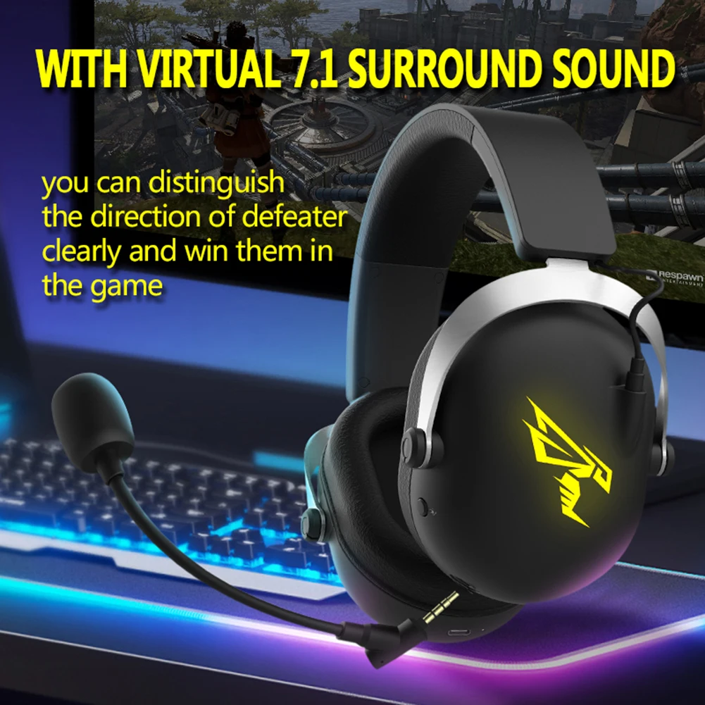 

Gaming Headset 2.4G Wireless Headphones 3.5mm Wired HIFI Music Earphones with Detachable Microphone for PC Laptop Gamer
