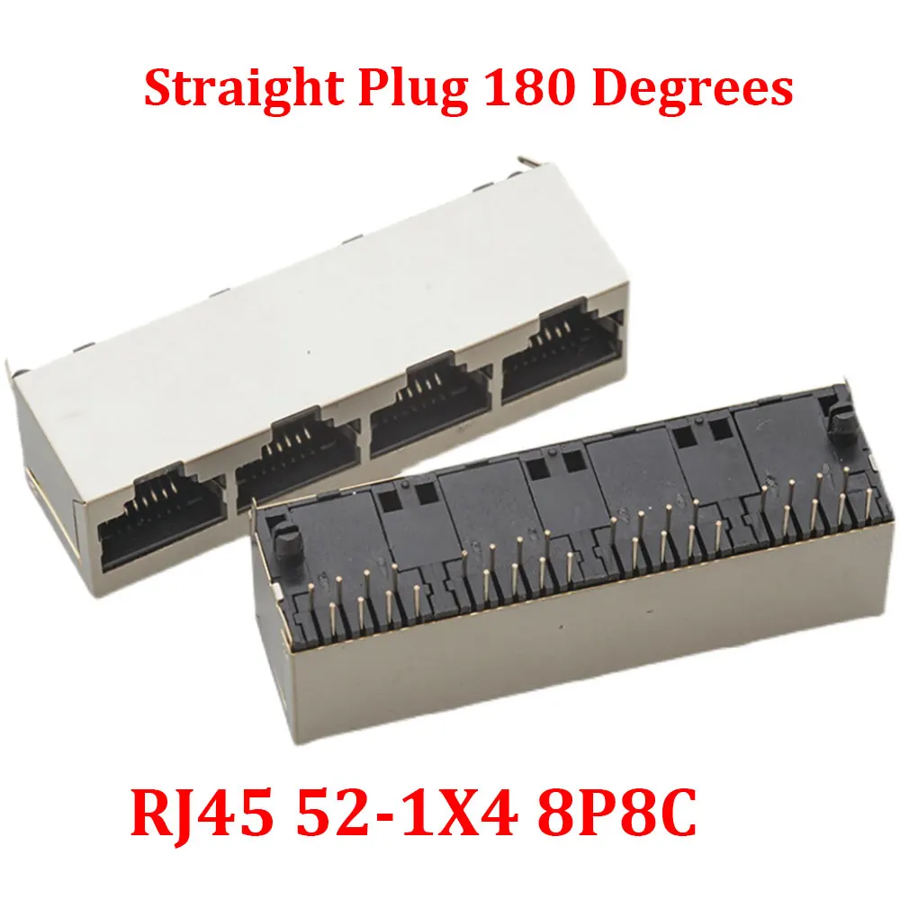 

YUXI RJ45 Network Interface Jack Socket Straight Plug 180Degrees Shielded Socket 52-1X4 8P8C Female Socket Connector Interface