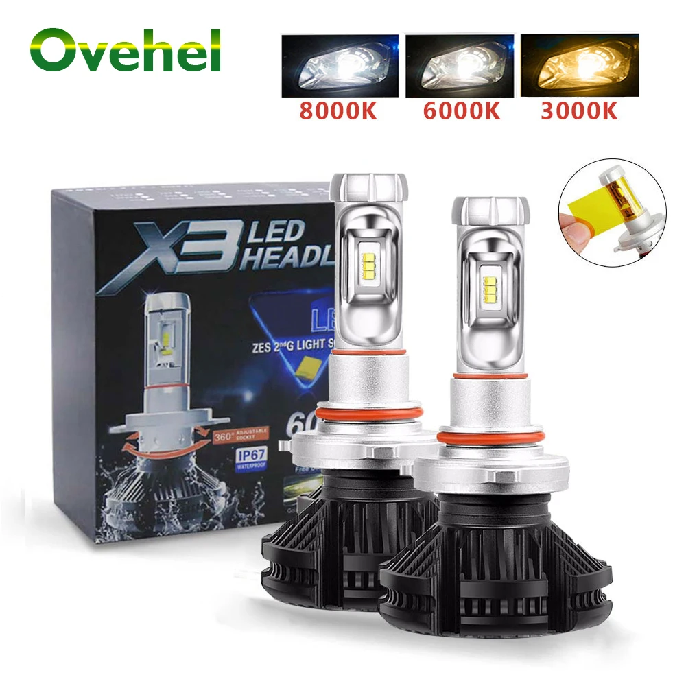 

OVEHLE Led Headlight ZES 50W 6000LM H4 LED H7 Car Headlight 3000K/6500K/8000K X3 H1 H11 LED 9005 HB3 9006 HB4 LED fog Lamp Auto