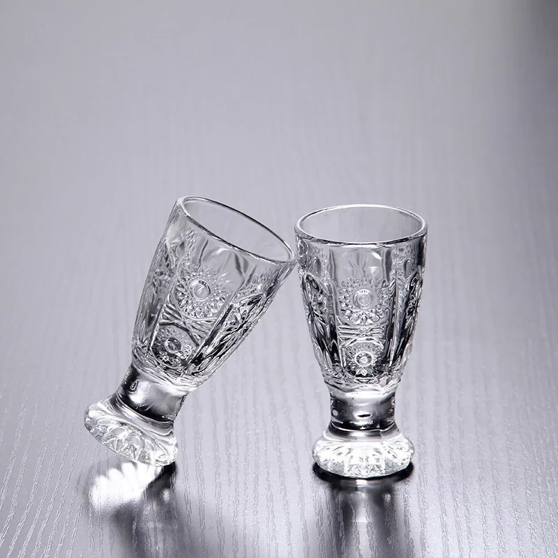 40ml Creative Engraved Glasses Lead-free Wine Glass Mini Glass Cups For Tequila Home Bar Party Drinkware Glass Cup Set of 6