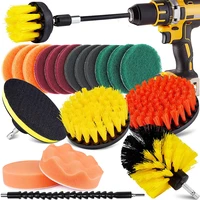 21 piece drill brush attachments set scrub pads sponge power scrubber brush with rotate extend long attachment all purpose clean