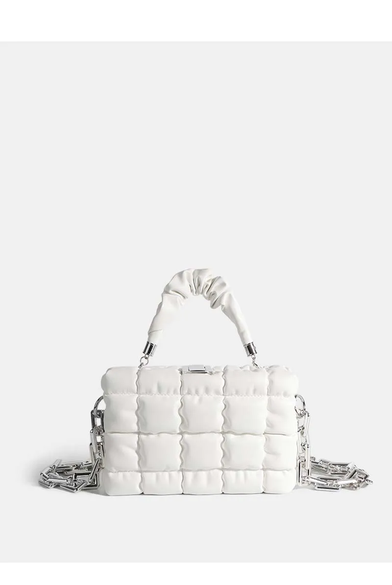 

Fashion Down Cotton Puff Bag Three-Dimensional Box Bag Chain Handbag Ladies Simple And Versatile Messenger Shoulder Bag