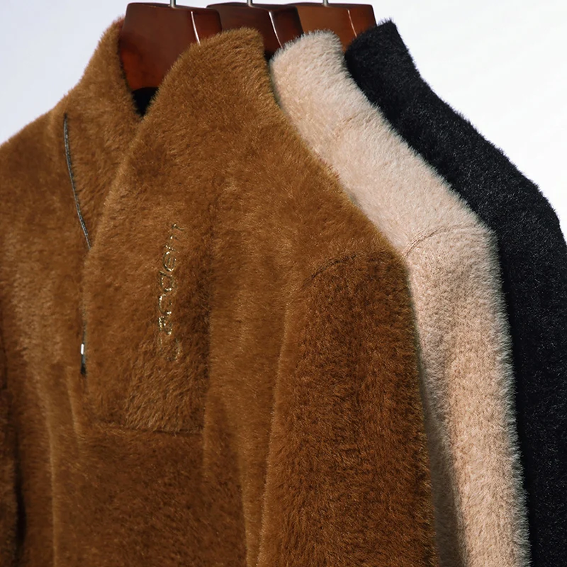 Top Grade Imitation Mink New Fashion Brand Designer Pullover Knit Mens Turtleneck Sweater Autum Korean Casual Men's Clothing
